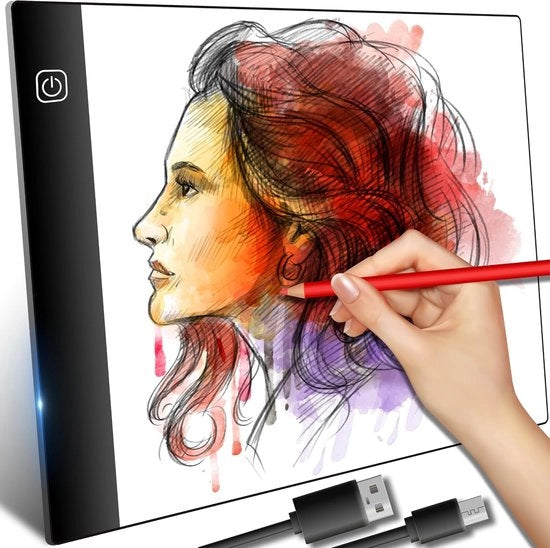 Pannello di illuminazione LED per pittura al diamante e progettazione - Pannello di illuminazione A4 per disegnare e schizzare - Tavolo di illuminazione per artisti con cavo USB - Tavolo di disegno ultra sottile 4 mm con superficie bianca