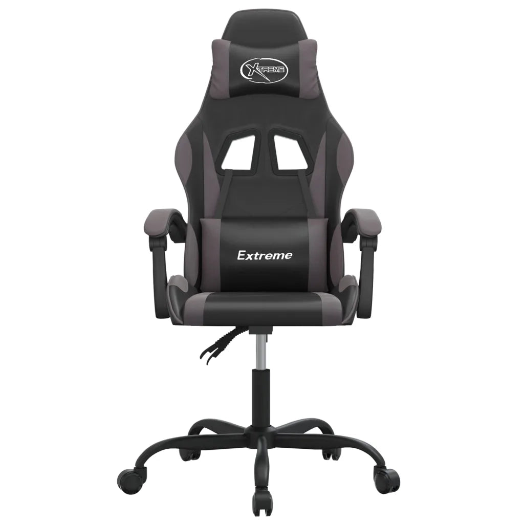 Sedia da Gaming Girevole Nera e Grigia in Similpelle