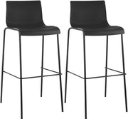 Set di 2 sgabelli da bar Hoover con struttura a 4 piedi in plastica nera 5