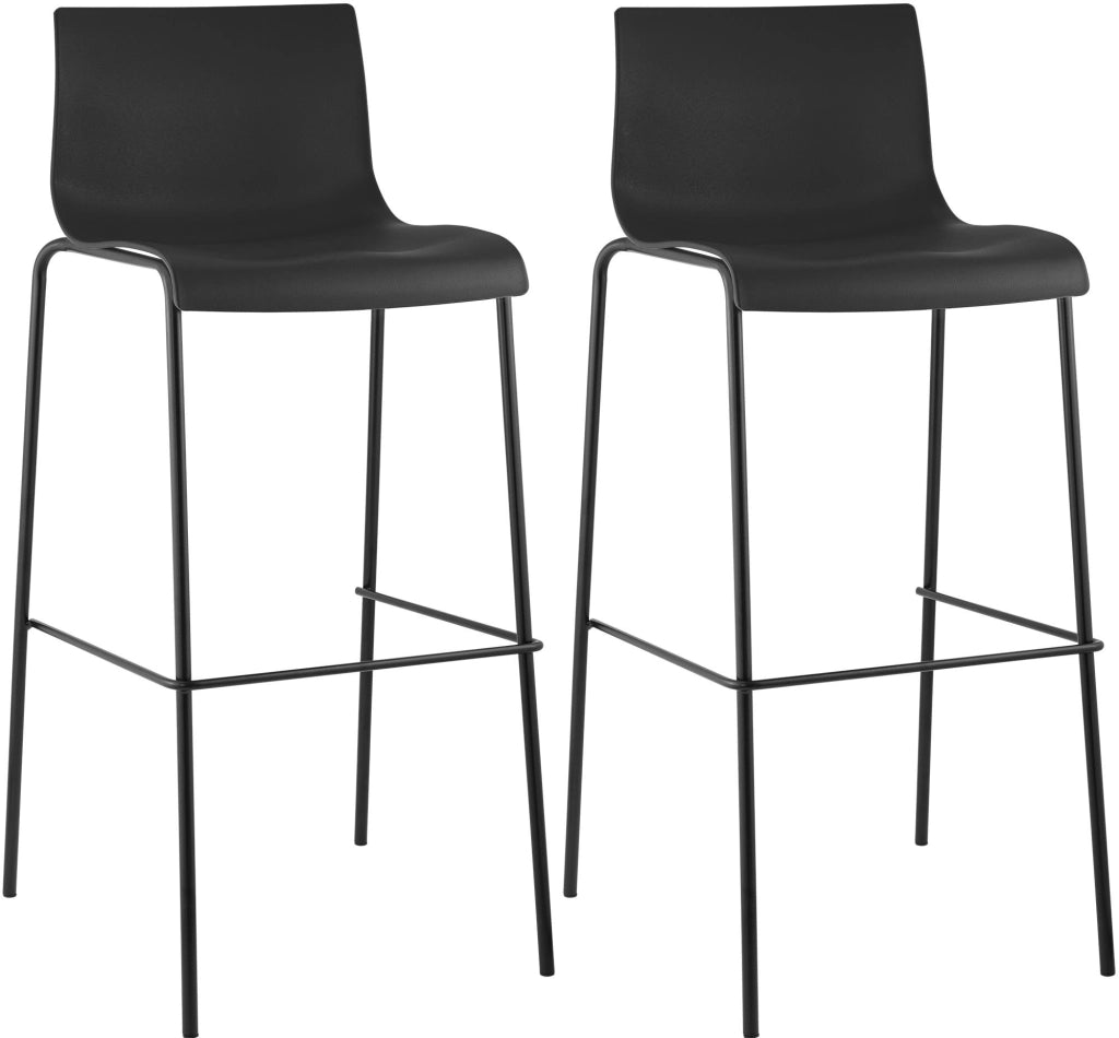 Set di 2 sgabelli da bar Hoover con struttura a 4 piedi in plastica nera 5