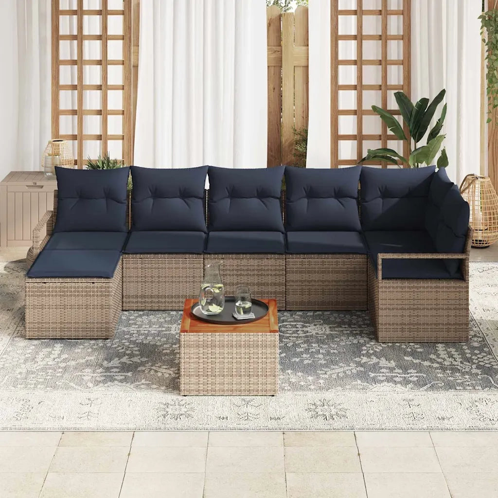 Set Divano da Giardino con cuscino 8 pcs Grigio polyrattan