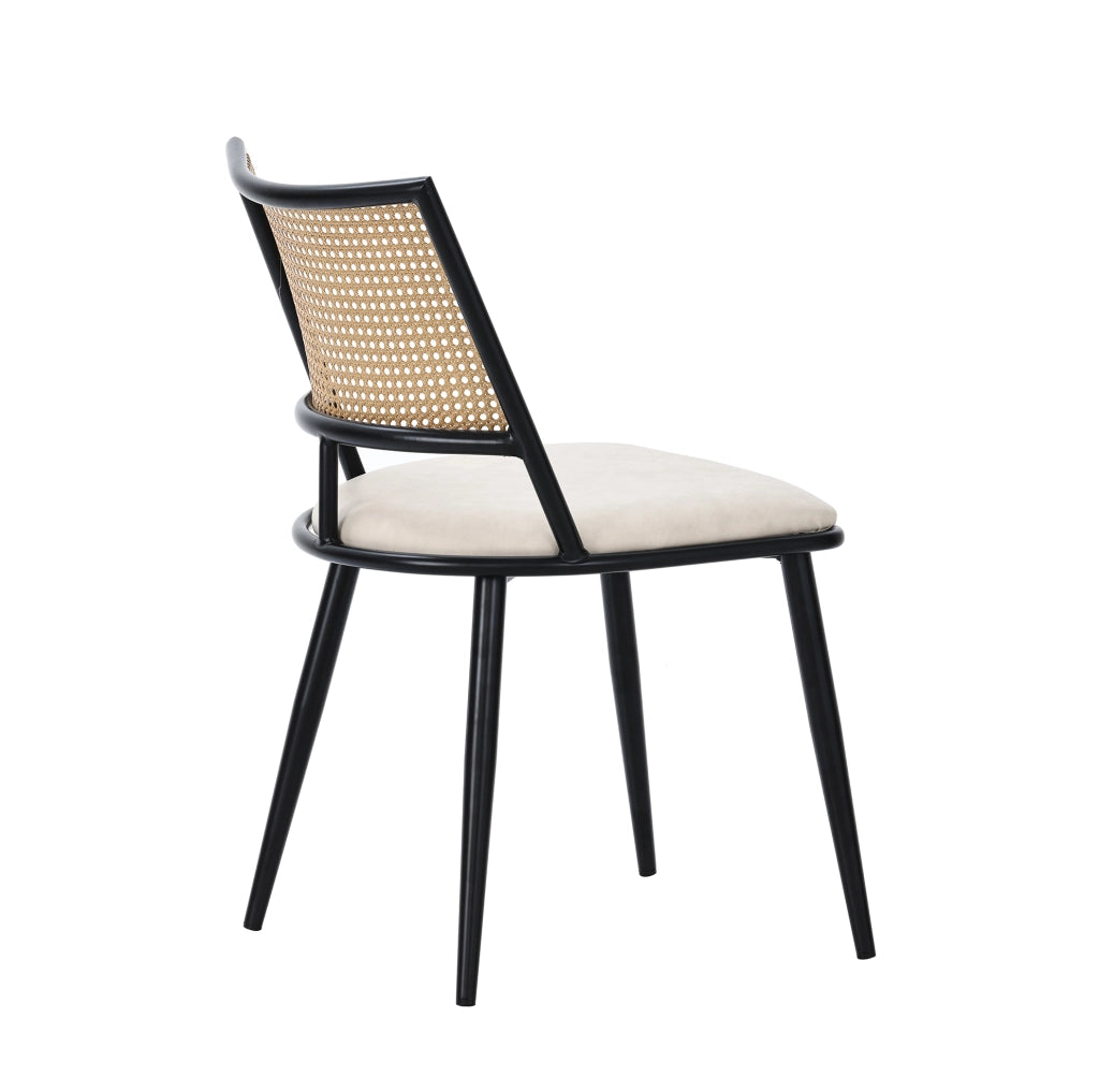 Set di 2 sedie in rattan con seduta in PU; metallo nero