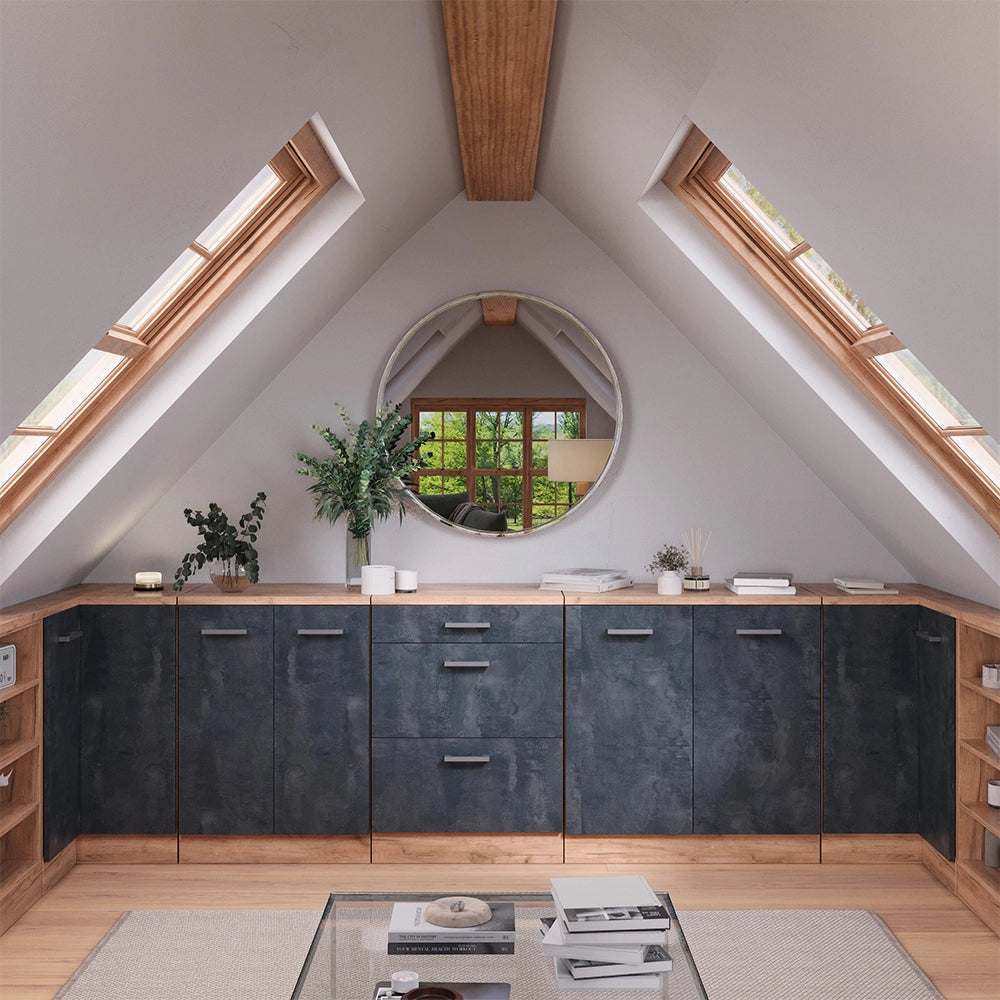 Mobile per mansarda Rion Calce nera/Rovere dorato 80 x 83.8 cm senza inclinazione con 2 ante Vicco