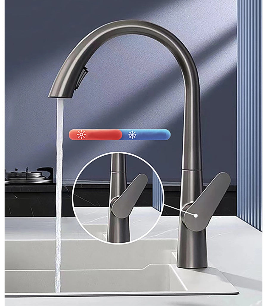 Rubinetto Cucina LH-8042 Collo di Cigno | Rame Massiccio | Estraibile 2 Modi