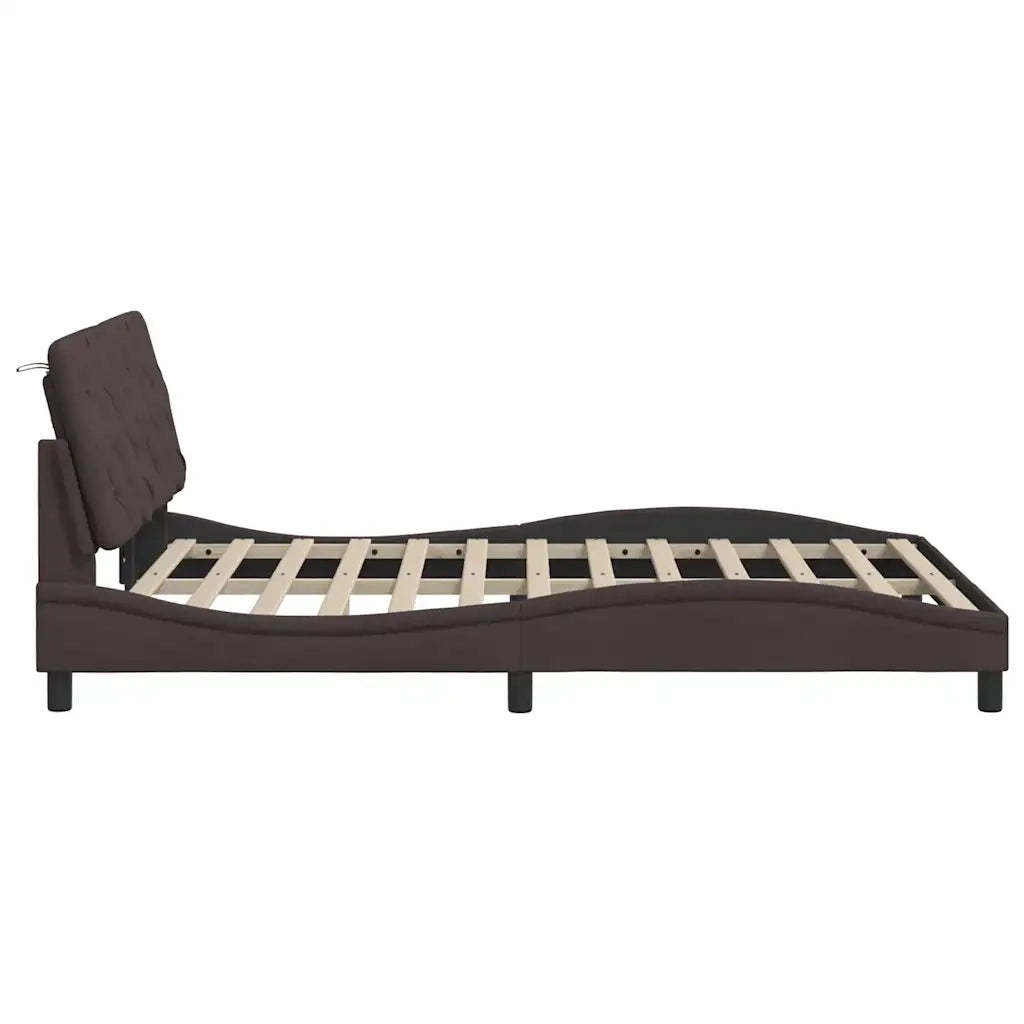 Giroletto senza Materasso-Struttura Letto Marrone Scuro 140x200 cm Tessuto 462344