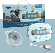 Lunchbox termico - contenitore alimentare - set di lunchbox - acciaio inossidabile - chiuso e isolato - contenitore di cartone impermeabile per bambini - ufficio scolastico o pic nic - blu