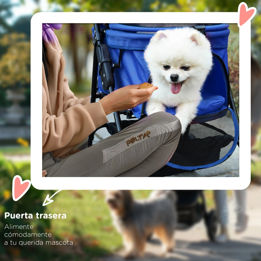Carrello per Cani con Ruote e Cestino di Stoccaggio ¨C Zephmum ¨C 67x45x96 cm Blu