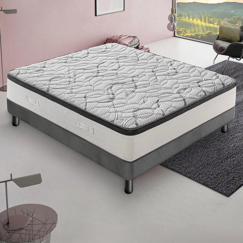 Materasso Piazza e Mezza 135x200 - In schiuma HR - Alta densità - Ortopedico - Rigidità H3 - Rivestimento CARBON DELUXE - Altezza 20 cm