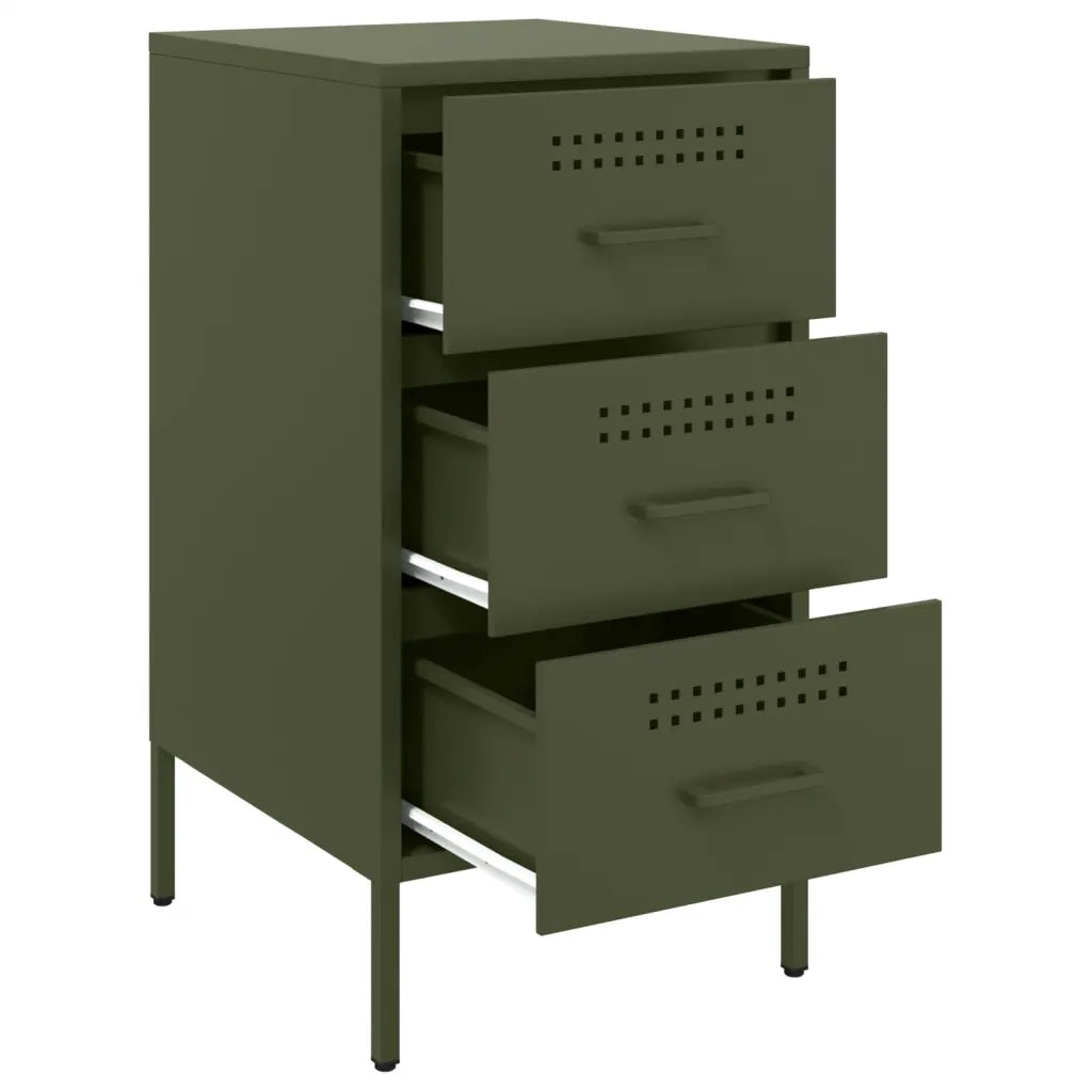 Comodini 2 pz-Set di 2 Tavolino da notte Verde Oliva 36x39x68 cm in Acciaio 773758