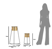 Porta Vasi Coppia Glax Ø43x36x70-27x23x45 cm in Ferro Oro e Nero