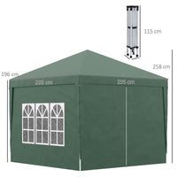Gazebo Pieghevole 3x3m in Acciaio e tessuto Oxford Verde