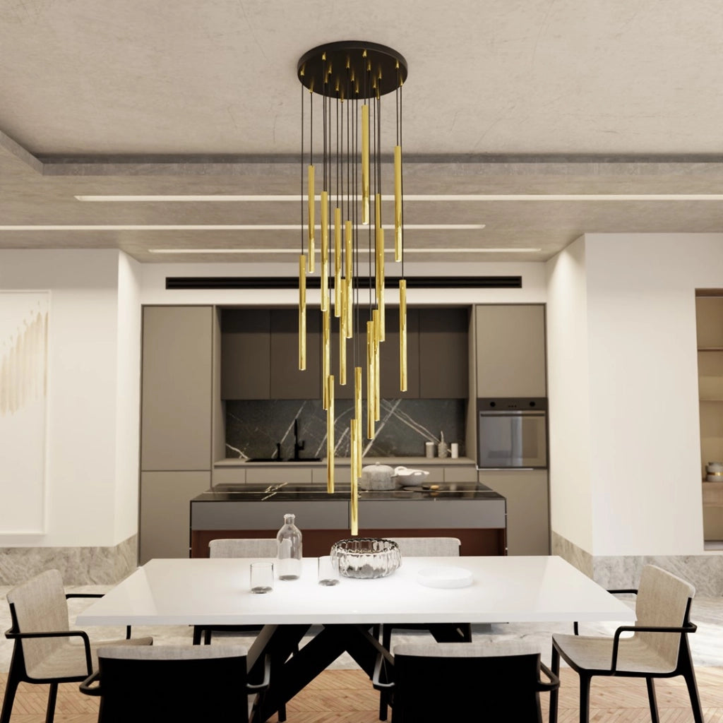Lampadario glamour SELTER oro/nero regolabile 17xG9 Emibig
