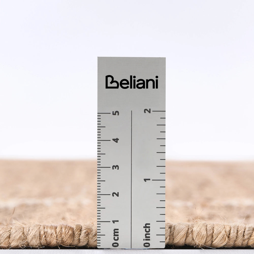 Tappeto Runner Beige Chiaro Iuta 80 x 300 cm con Motivo Rettangolare Tessuto Stile Rustico Soggiorno Camera Da Letto