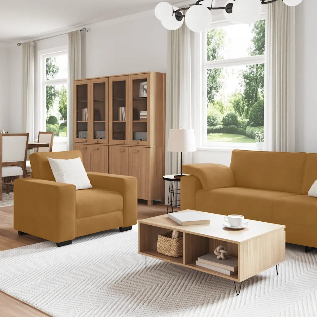 vidaXL Set di Divani 3 pz con Cuscini Marrone in Velluto
