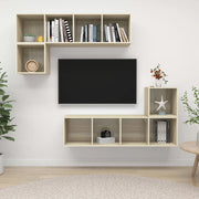 Set Porta TV 4 pz-Credenza per TV Rovere Sonoma in Truciolato 561055