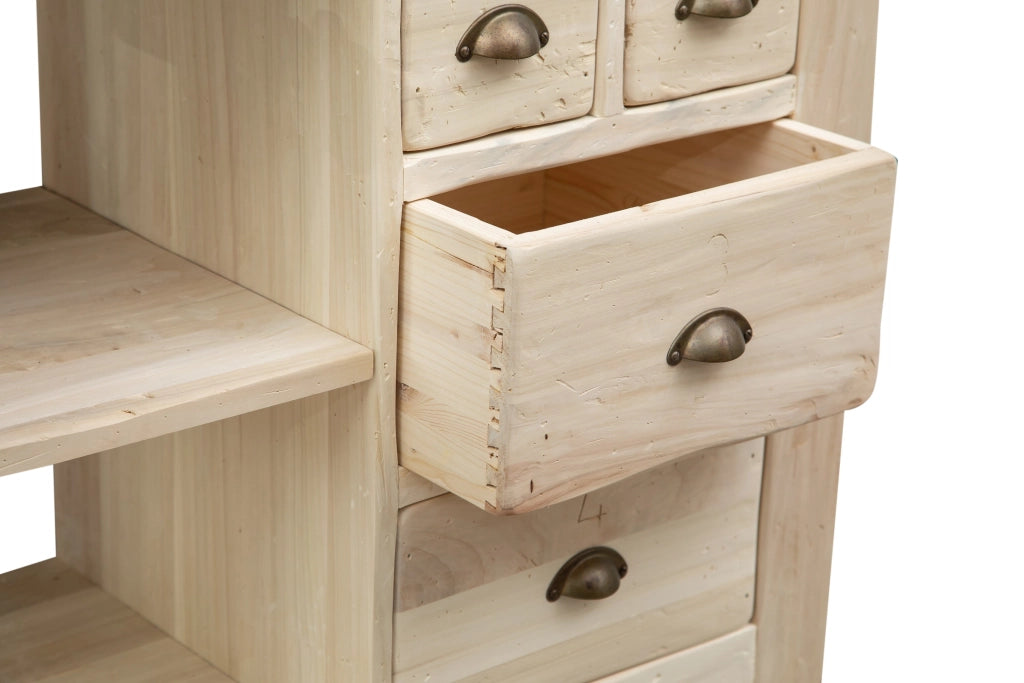 Biscottini Banco da lavoro Country in legno massello di tiglio grezzo L116xPR63xH90 cm. Made in Italy