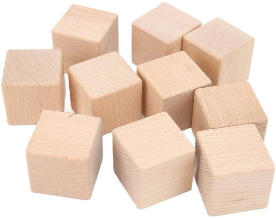 Set di Blocchi in Legno da 10 - Blocchi Artigianali - Legno Naturale - Attività di Ricreazione - Decorazione - Utilizzo Multifunzionale - Blocchi per Attività di Ricreazione