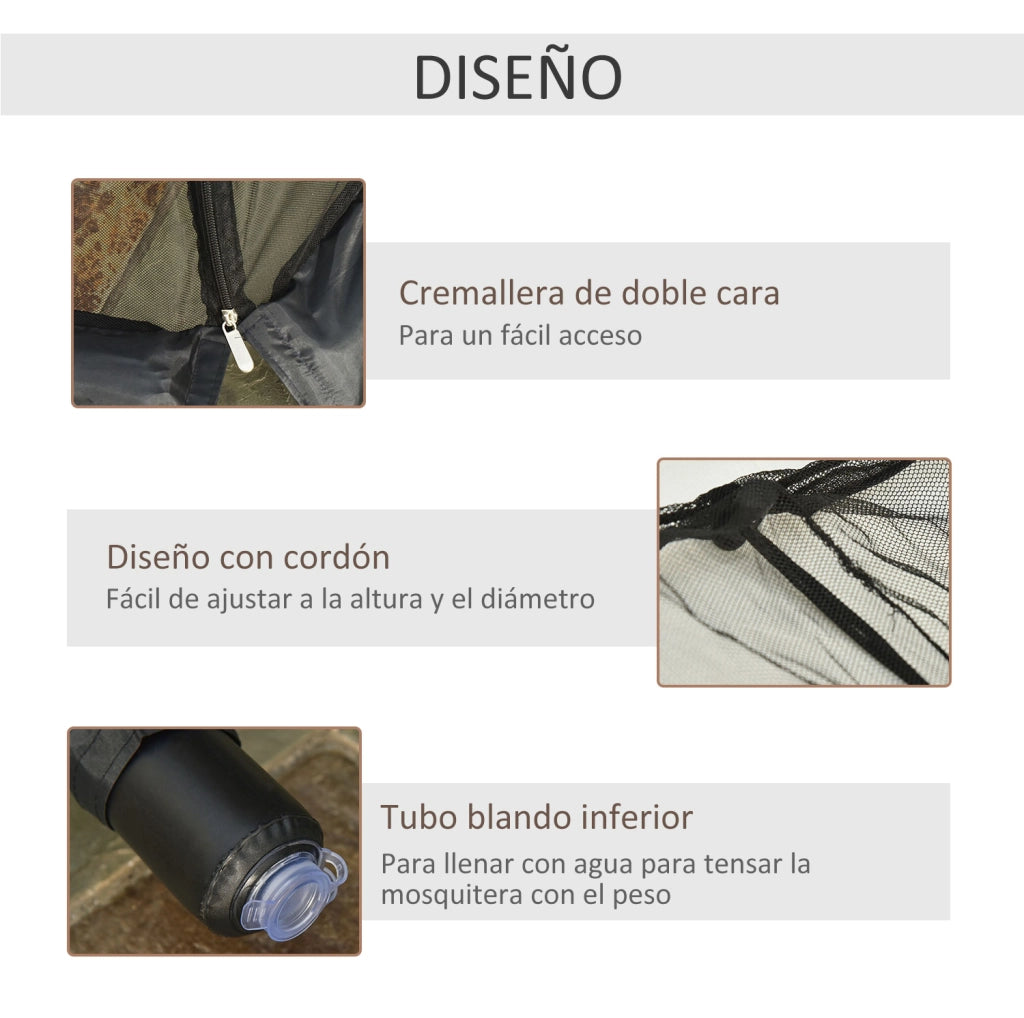 Zanzariera per Ombrellone ¨C zephmum ¨C Nero, ?3 m, con Cremallera e Tubo Riempibile d'Acqua