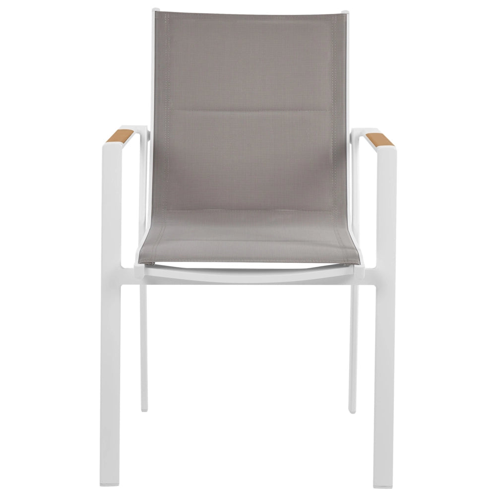 Set da pranzo da giardino con tavolo in alluminio bianco con piano in vetro con 4 sedie giardino terrazzo elegante
