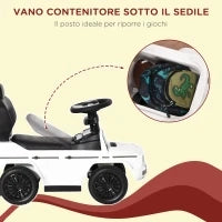 Macchina a Spinta per Bambini 12-36 Mesi con Licenza Mercedes, Tettuccio e Maniglia di Spinta, 85.5x40.5x95 cm, Bianco