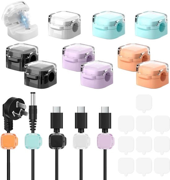 Clip di cavo magnetica - Organizzatore di cavi - Maggiore tenuta - Disponibili in vari colori - Adatto per ufficio e auto