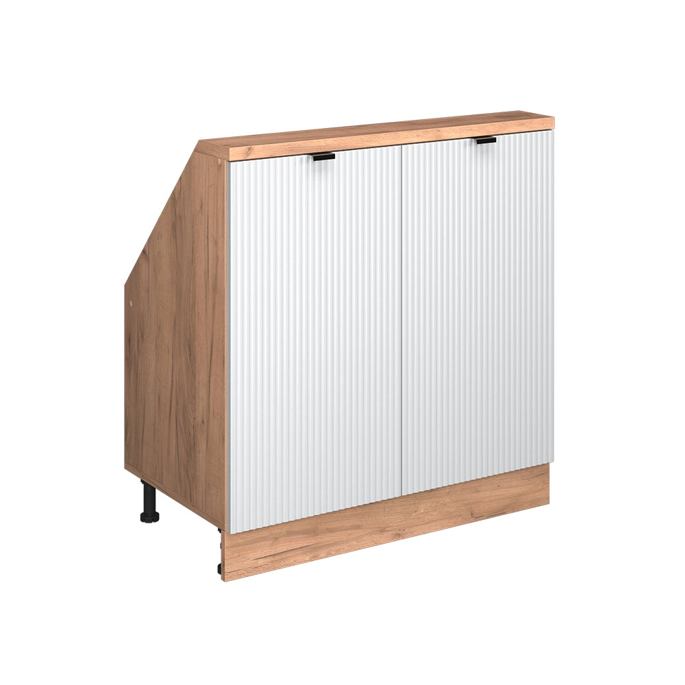 Mobile sottotetto Rion Ondulazione bianca/Rovere dorato 80 x 83.8 cm con 2 porte Vicco