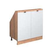 Mobile sottotetto Rion Ondulazione bianca/Rovere dorato 80 x 83.8 cm con 2 porte Vicco