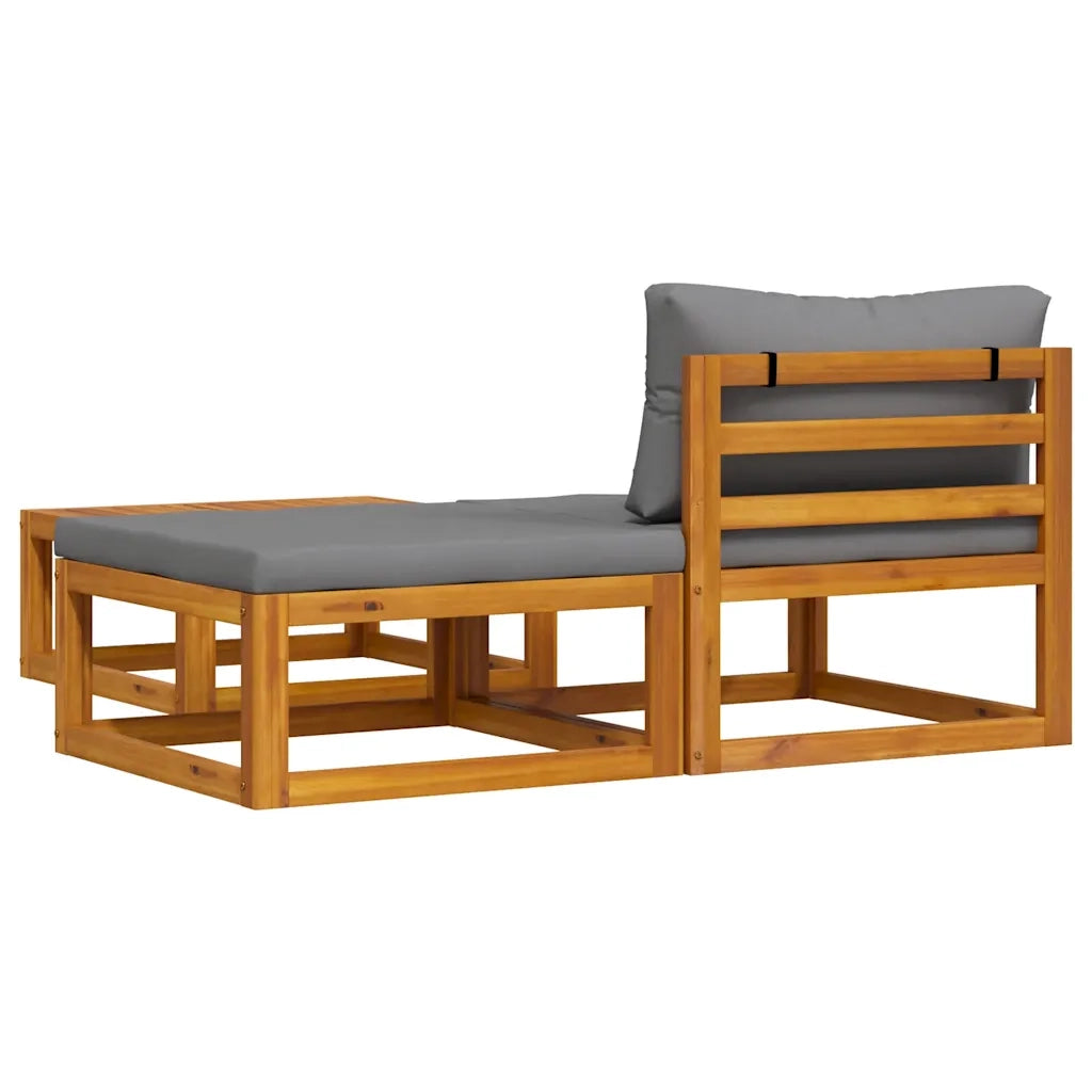 Set Divani da Giardino 3 pz | Set Salotto da Giardino con Cuscini in Massello di Acacia