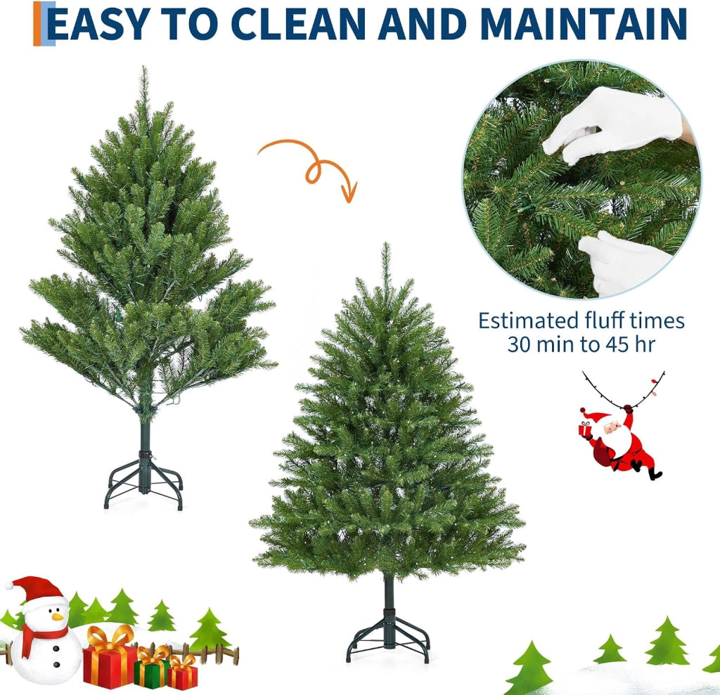 Albero di Natale Verde 135cm con 200 LED Mix PE e PVC 732 Punte e Supporto in Metallo