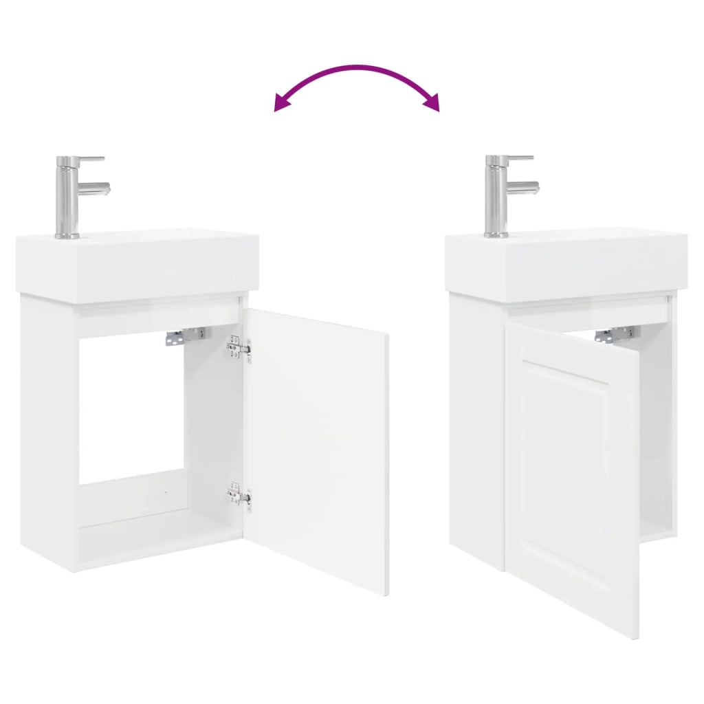 Mobile bagno con rubinetto Bianco Lucido 45,5 x 22,5 x 84 cm