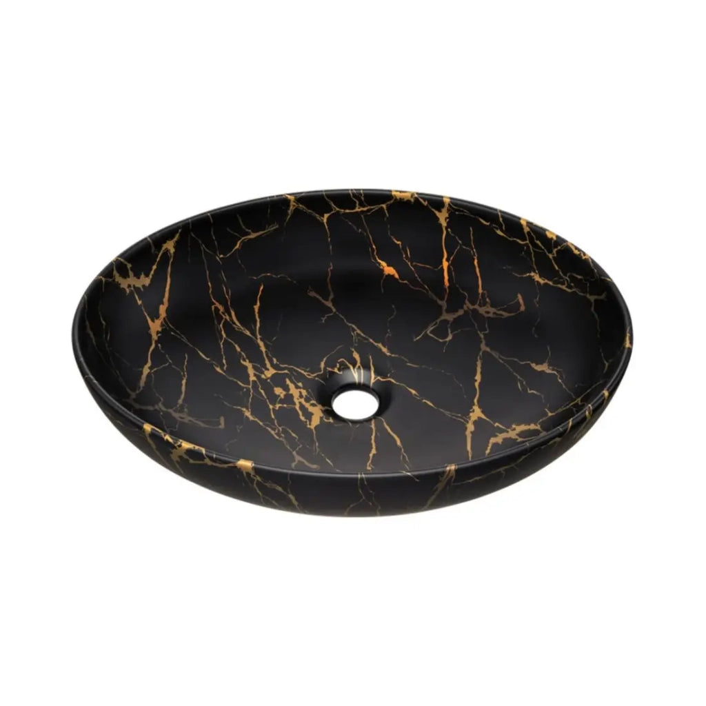 Set da bagno VANO in rovere chiaro 60cm: mobile sottolavabo con cassetti + top per lavabo + lavabo da appoggio nero marmoreo
