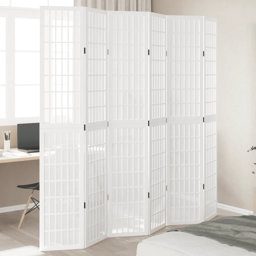 Divisorio Ambienti | Divider per stanze | Paravento 6Pannelli Bianco Legno Massello di Paulownia