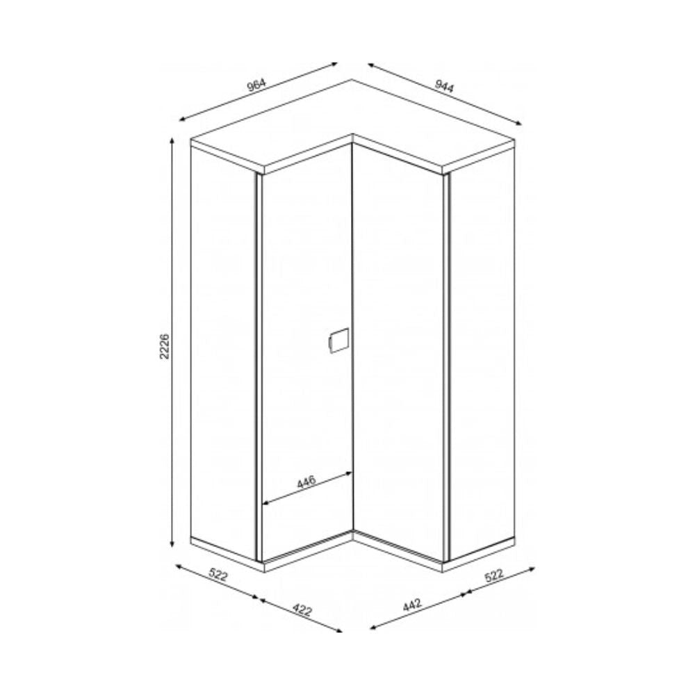 Armadio 98x96x223h angolare bianco consumato antracite