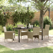 Set da Pranzo per Giardino con cuscino 5 pcs Beige polyrattan 3379739