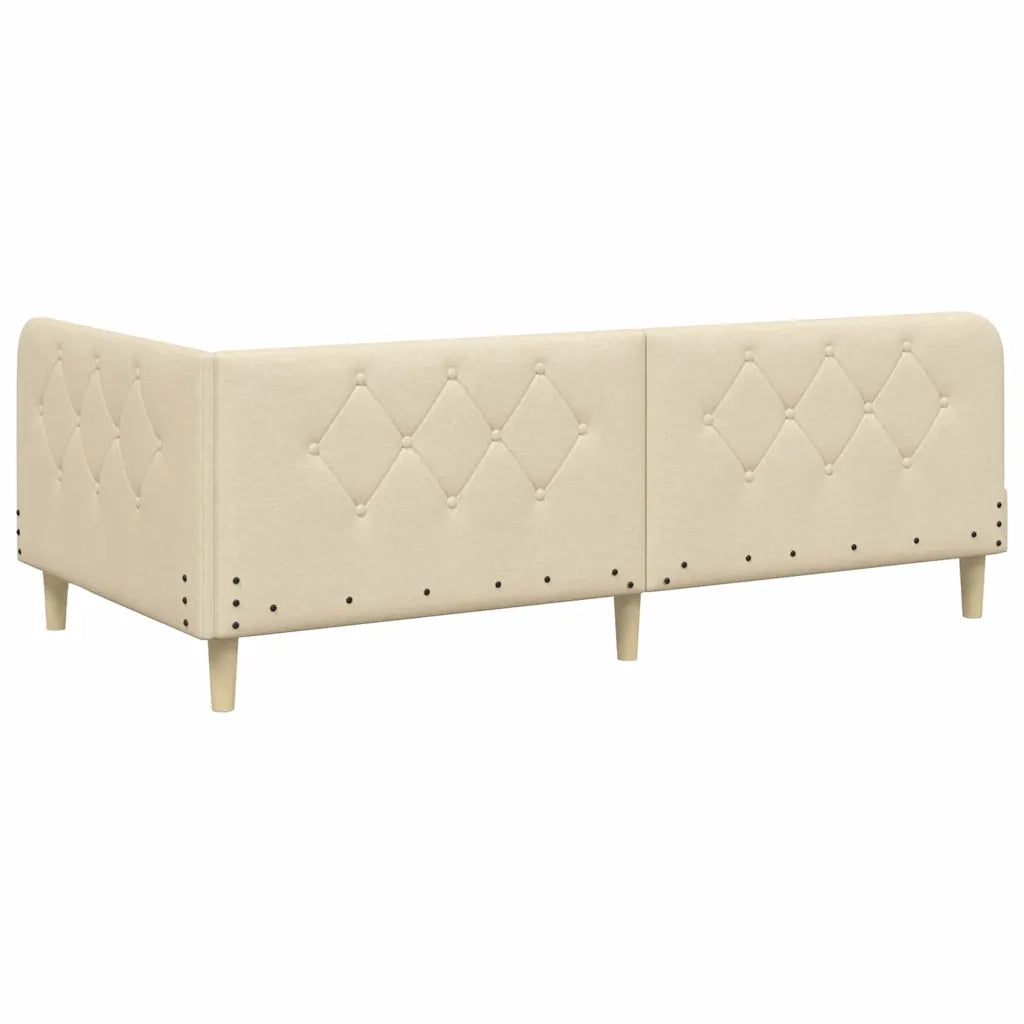 Cornice del letto ad angolo Crema 90 x 190 cm Tessuto