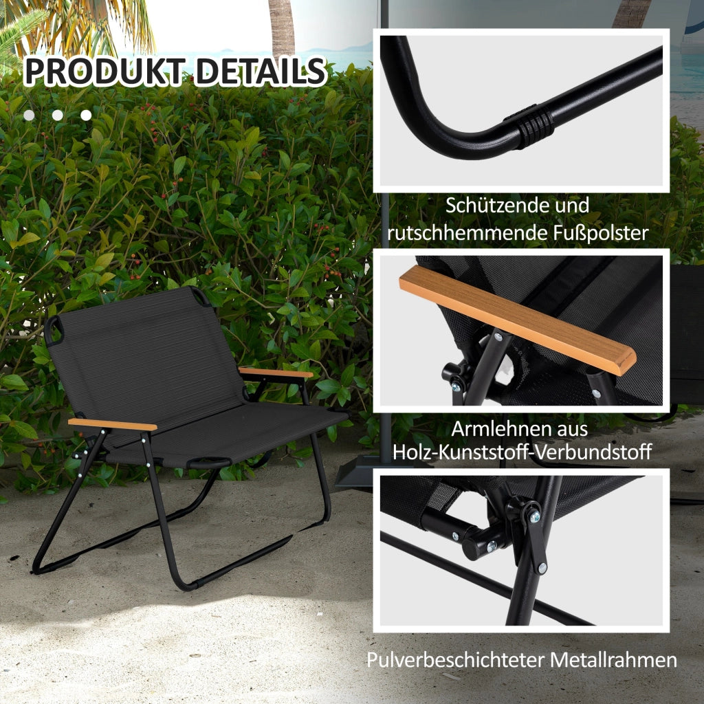 Sedia pieghevole con braccioli in legno e plastica ¨C Zephmum ¨C Nero Naturale 108x65x73cm