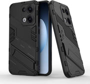 Hoesje schoccorientato per Oppo Reno13 5G con kickstand, premium pc+TPU silicona, qualità militare, resistente ai caduti, resistente ai graffi, nero