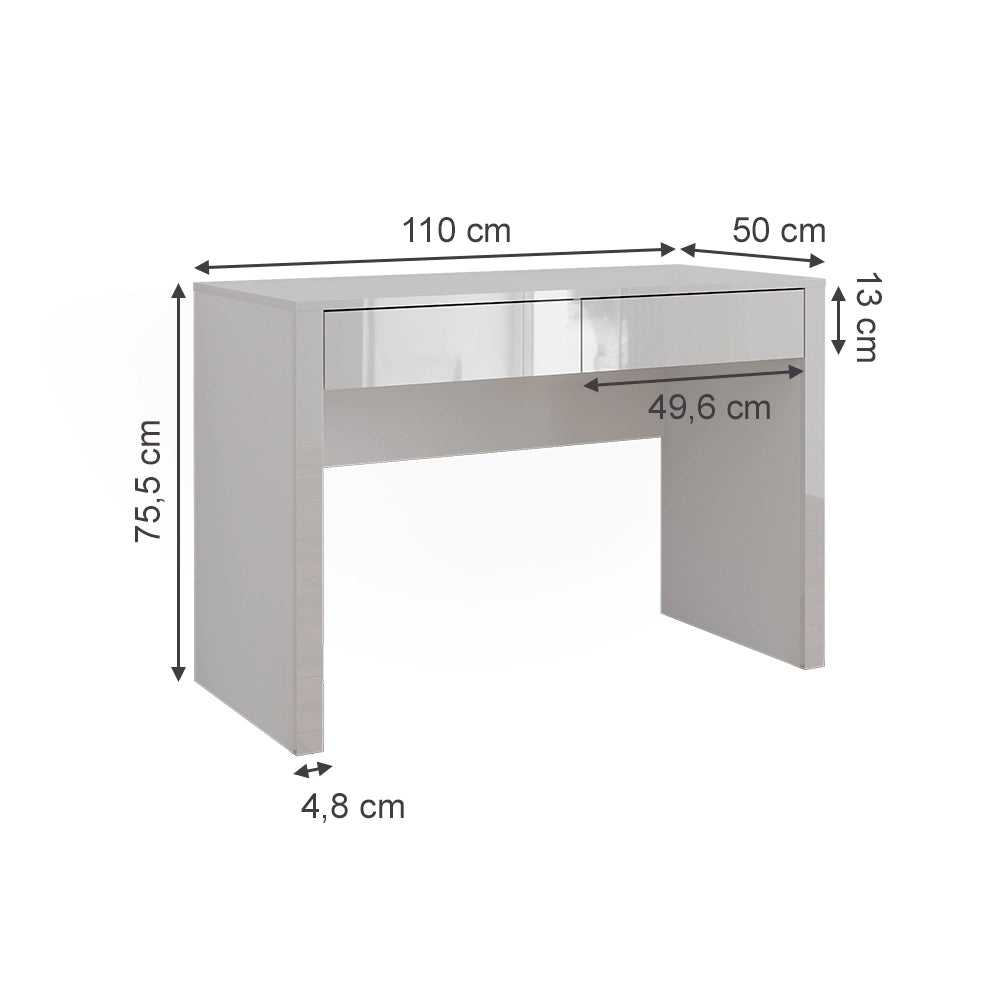 Vicco Tavolo da toilette Bianco lucido/bianco 110 cm con 2 cassetti