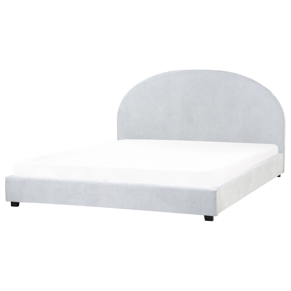 Letto matrimoniale in tessuto di ciniglia azzurro 180 x 200 stile retrò minimalista