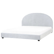 Letto matrimoniale in tessuto di ciniglia azzurro 180 x 200 stile retrò minimalista