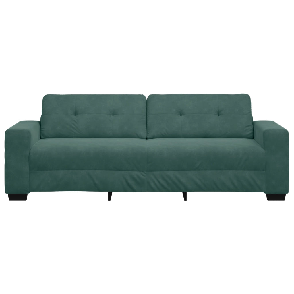 Divano 3 posti  verde scuro 180 cm in velluto