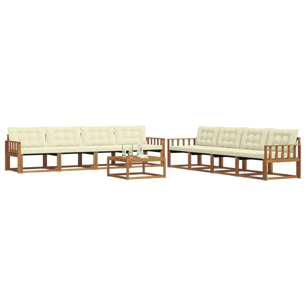 Set di divani da esterno con cuscino 9 pcs Naturale e Crema