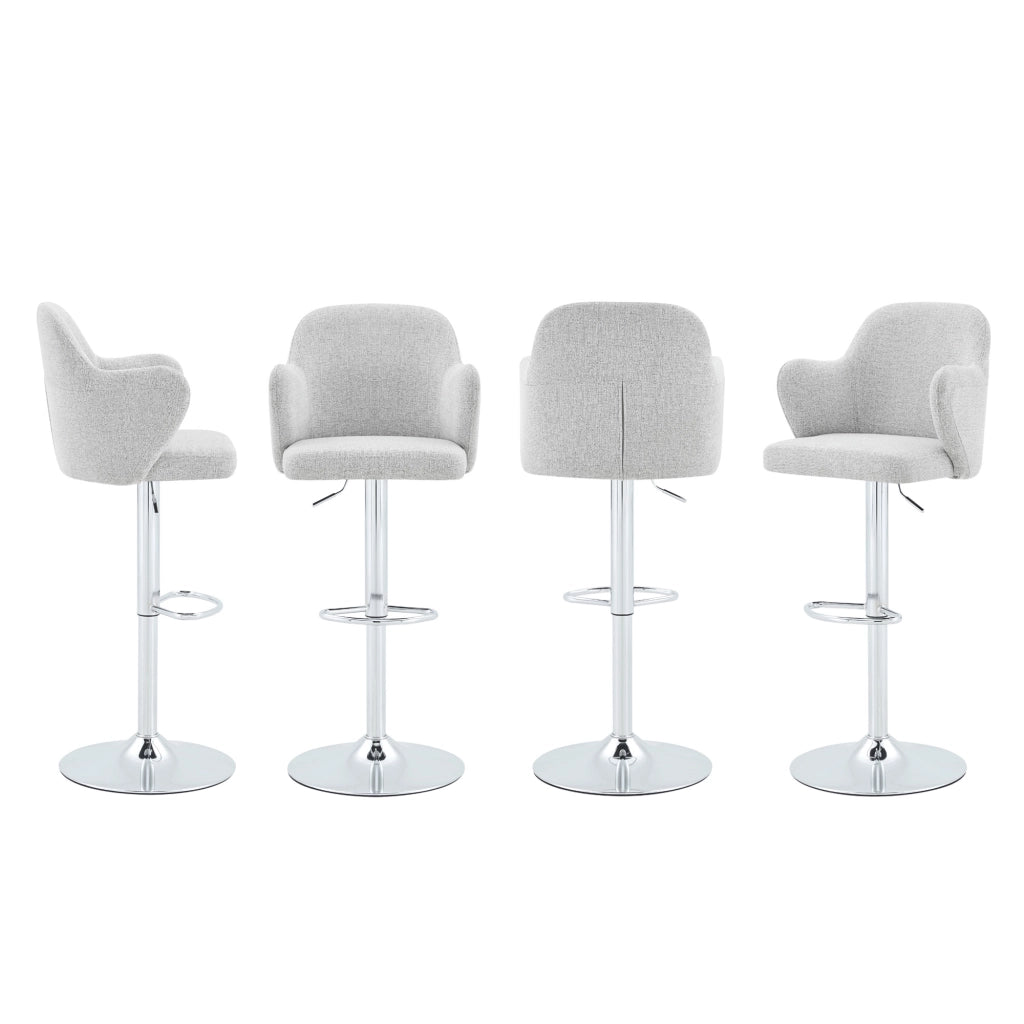 Sgabello da bar regolabile girevole a 360° con braccioli e poggiapiedi in tessuto grigio chiaro set da 2