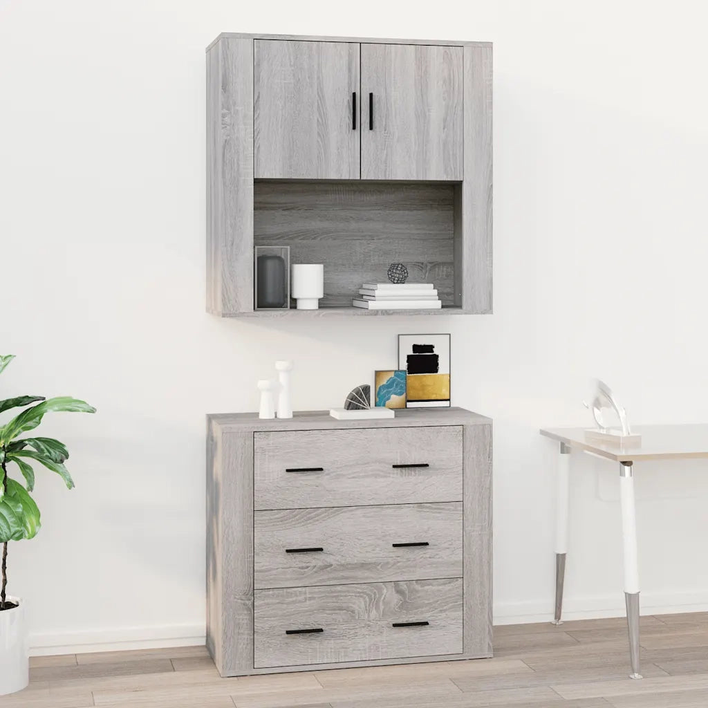 Armadietto a Muro | Mobile Pensile Grigio Sonoma 80x33x80 cm in Legno Multistrato