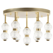 Lampadario in metallo e paralume in vetro  con luci LED integrate stile moderno soggiorno camera da letto