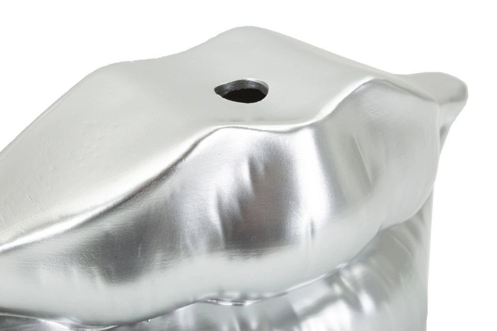 Vaso Mouth Lip Silver 23x8x12 cm in Resina Argento