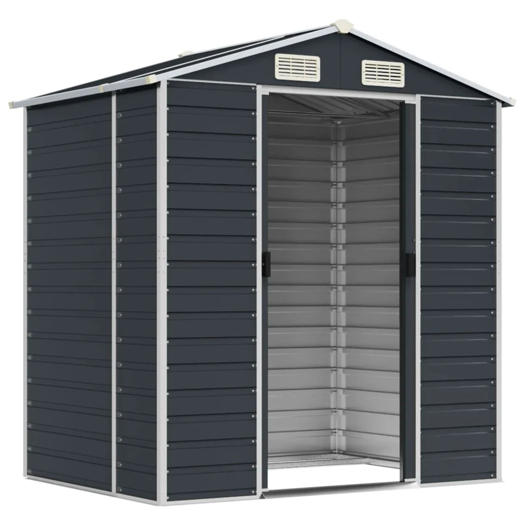 Casetta da giardino cabina ripostiglio casetta da esterno robusta casetta per attrezzi 191 x 130 x 198 cm acciaio zincato antracite 02_0022183