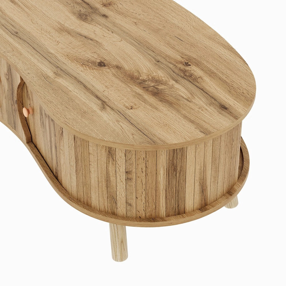 Tavolino da Caff¨¨ con 2 Ante Scorrevoli ¨C Xylo ¨C MDF, Legno Massello, Effetto Legno