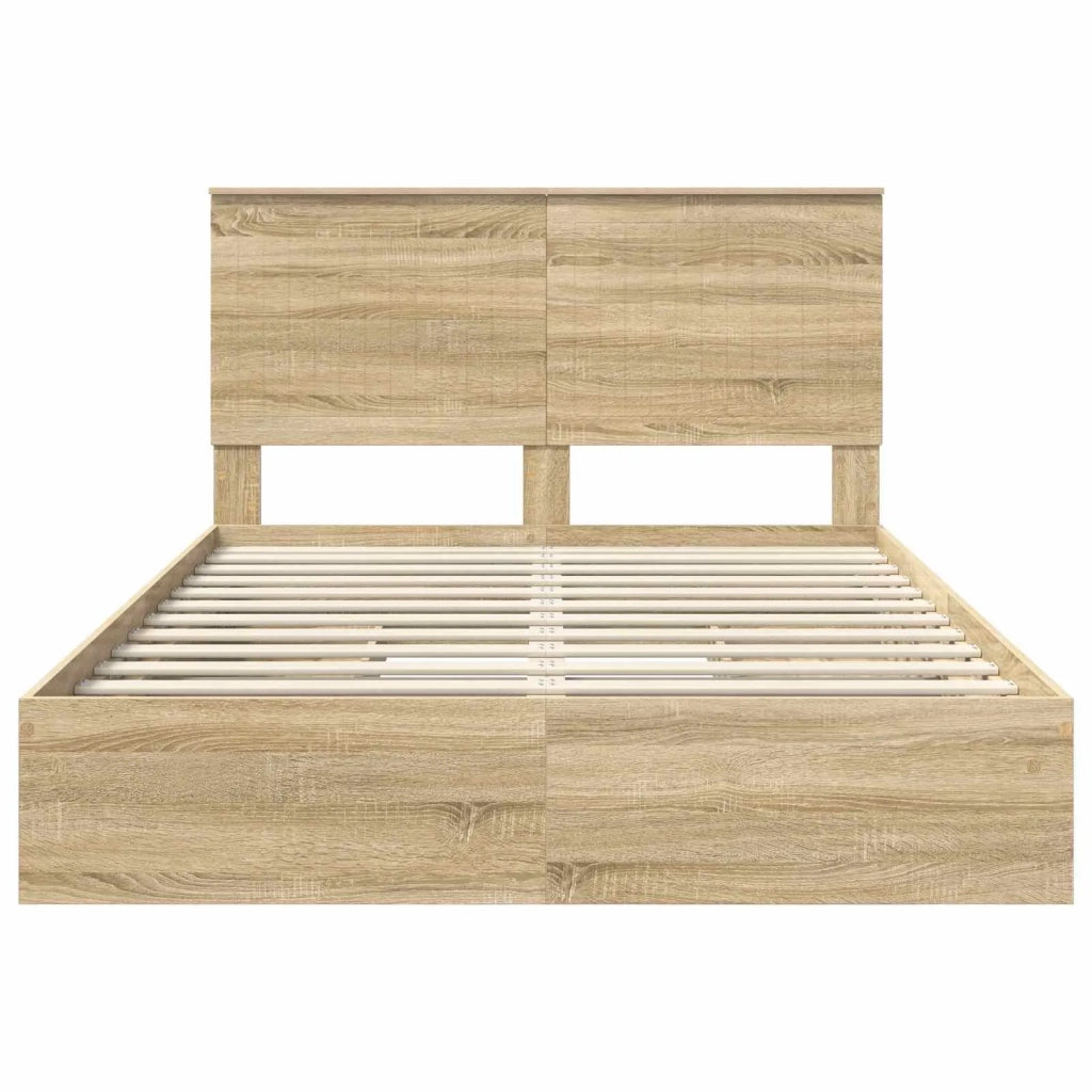 Letto con Contenitore con testiera Rovere Sonoma 140 x 200 cm
