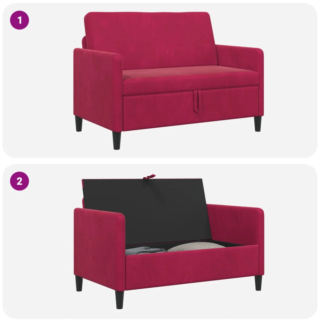 Divano con Storage Rosso Vino 122 x 78 x 87 cm Poliestere 42036910